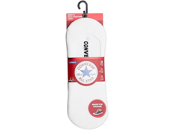 Converse Men's No-Show Socks Wht 3pk