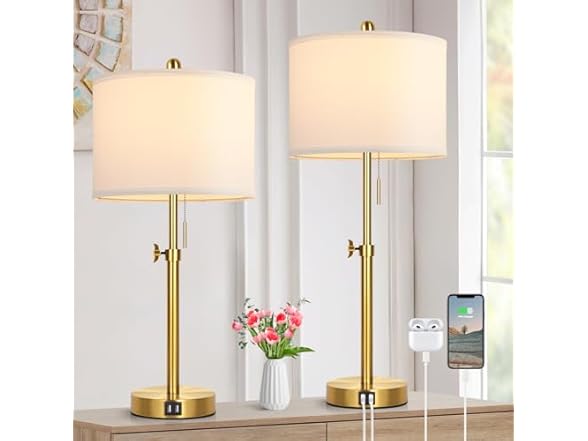 Kondras Table Lamp Set of 2 with 2 USB Ports