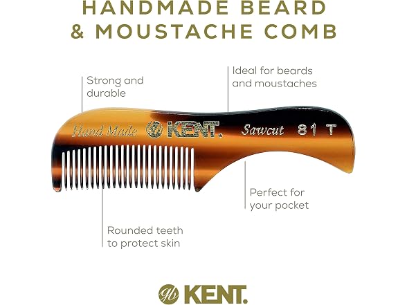KENT 81T Handmade Beard Mustache Comb Extra Small