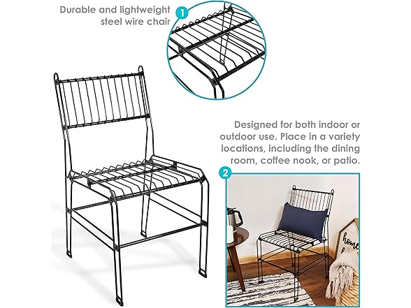 Sunnydaze Decor MTR-454 Wire Dining Chair Black