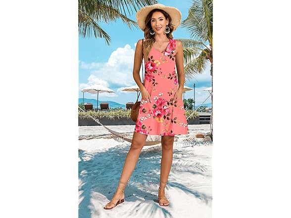 Actcat Womens Summer V Neck Dresses