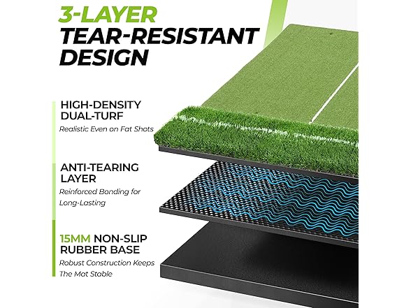 Golfguru 5x4ft Golf Mat with 26mm Dual Turf