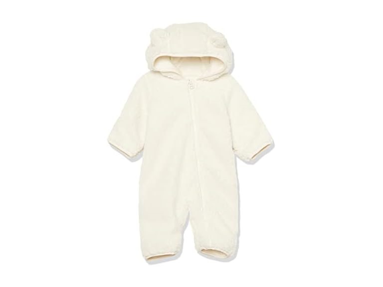 Amazon Essentials Unisex Babies' Sherpa Fleece Bunting Suit, Ivory, 18 Months