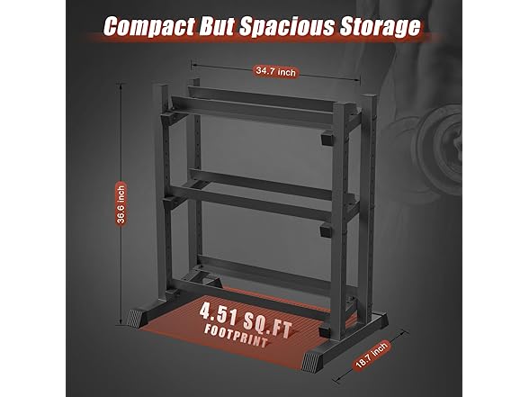 3-Tier Dumbbell Rack, 1100LB Capacity