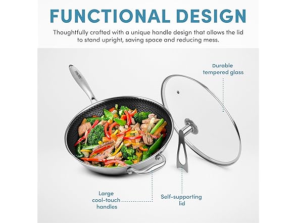 AROMA® Non-Stick Stainless Steel Wok Pan 