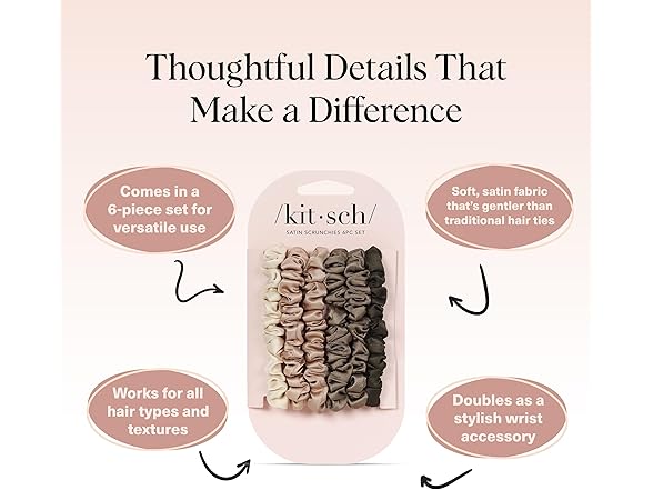 Kitsch Ultra-Petite Satin Scrunchies