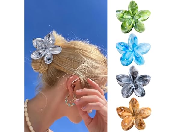 SHINLEA Flower Claw Clips, 4PCS Hawaiian Plumeria