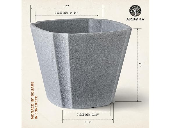 ARBORA 16 Monaco Square Polyresin Planter