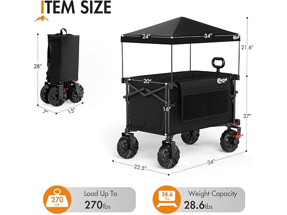 PORTAL B0DM1XSJJW WAGON WITHRemovable Canopy, Black