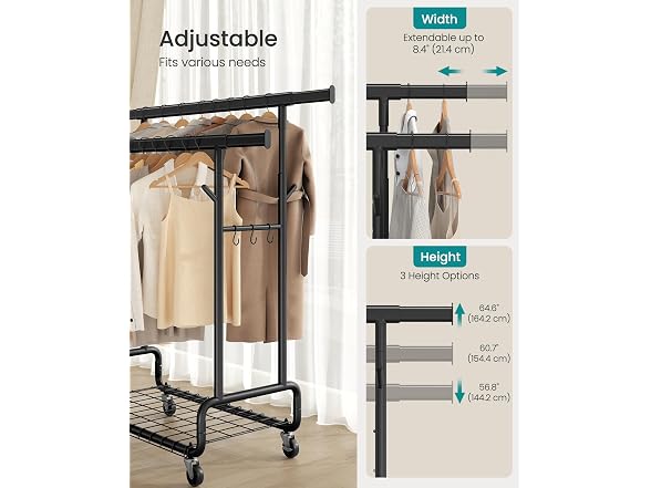 SONGMICS Clothes Rack Ink Double Rod