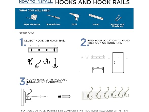 Franklin Brass Ruavista (5-Pack) Coat and Hat Wall Hooks 