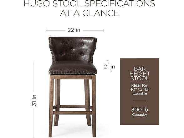 Maven Lane Hugo 31" Swivel Bar Stool
