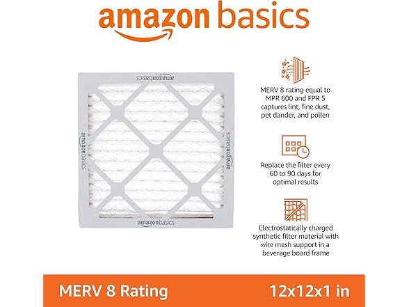 Amazon Basics 12x12x1 Air Filter 6 Pack, MERV 8