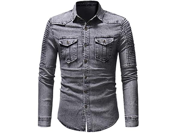 Chouyatou Men (XS) Casual Ruffle Performance Shirt