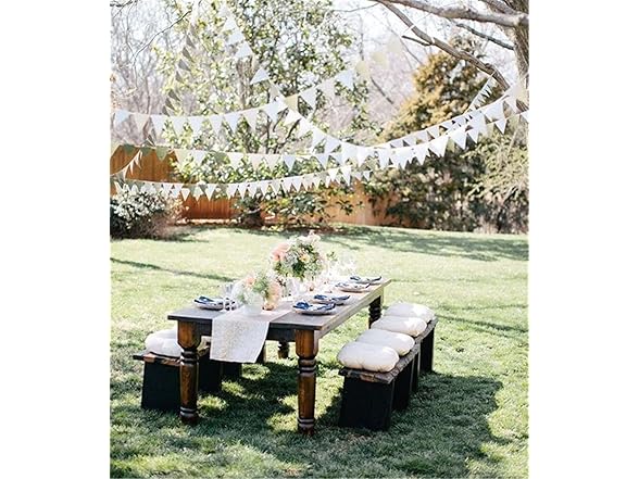 Burlap Table Runner White 
