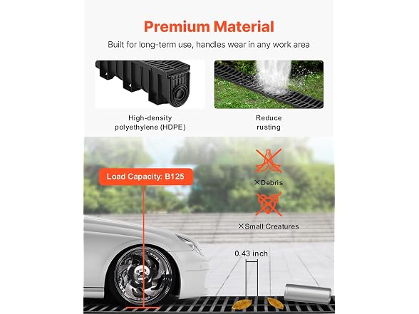 Trench Drain System, Channel Driveway-4Pack