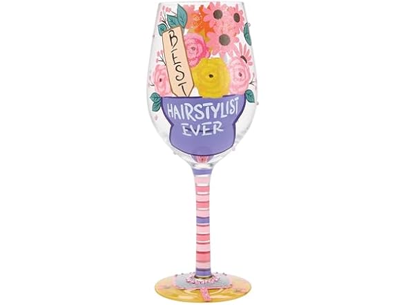 Designs by Lolita Best Hairstylist Ever Hand-Painted Wine Glass 15 oz.