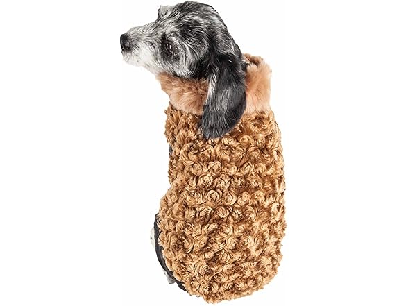 Pet Life ® 'Furpaw' Shaggy Fur Dog Coat