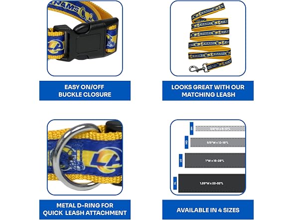 NFL PET Collar Los Angeles Rams Dog Collar, Med