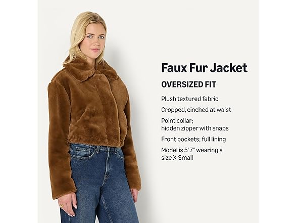 Women's Oversized-Fit Cropped Faux Fur Jacket