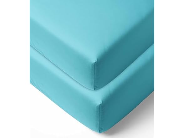 2Pk Cotton Crib/Toddler Bed Sheets, Aqua