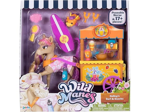 Wild Manes Horse Toys – Bailey’s Surf & Snacks Playset