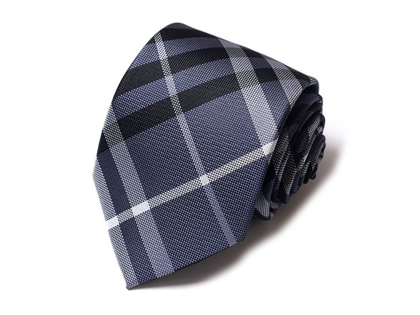 Formal Men’s Necktie - Slate Grey & Charcoal Checkered