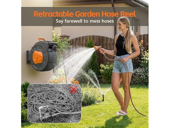 Entgard Retractable Garden Hose Reel 100FT