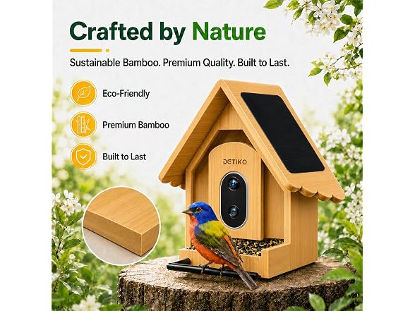 Bamboo Smart Bird Feeder W/ Camera