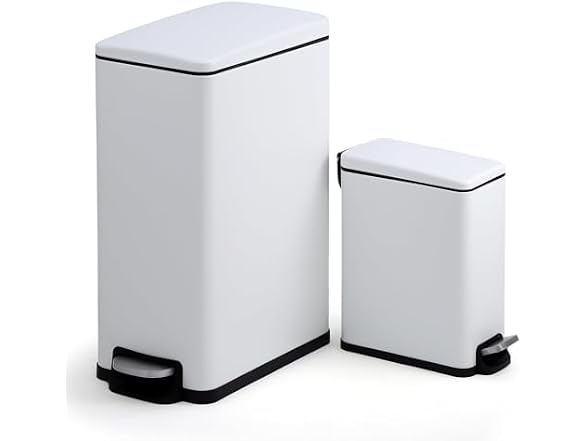 Takywep Stainless Steel Trash Can Combo Set White