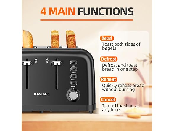 4 Slice Toaster w/ 7 Shade Settings