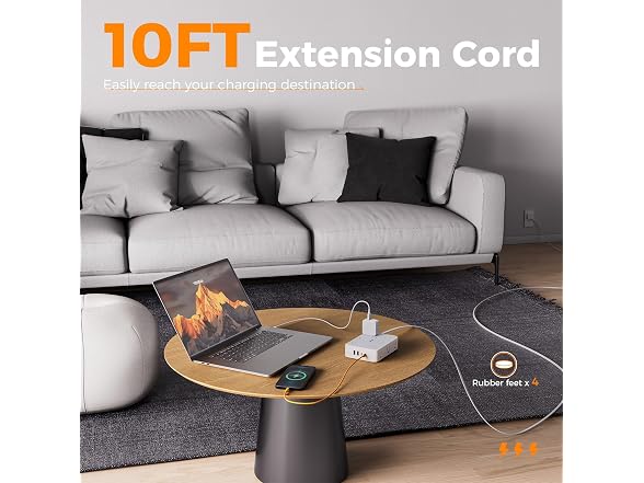 TESSAN 10ft Cord Power Strip (12 Outlets, 4 USB)