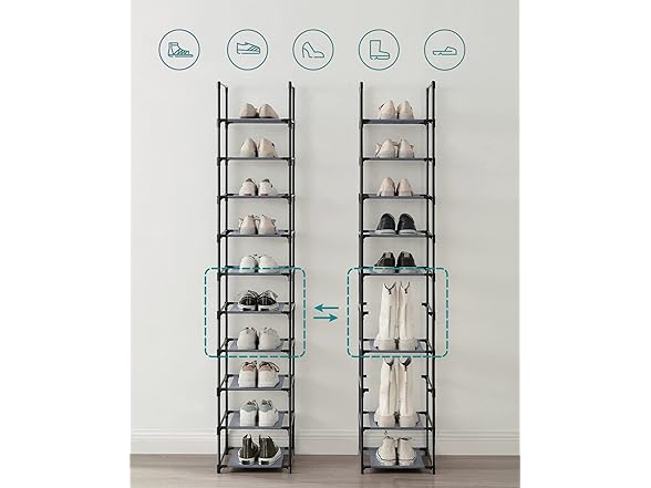 SONGMICS Shoe Rack, 10-Tier Shoe Shelf