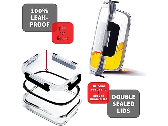 EATEX 16pc Glass Food Storage Containers with Lids