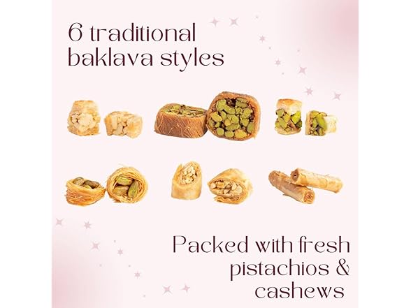 Zaitoune Cashew & Pistachio Baklava Selection Box - 1.1 lb