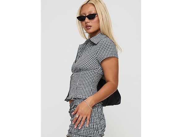 Princess Polly Covey Shirred Puff Sleeve Top