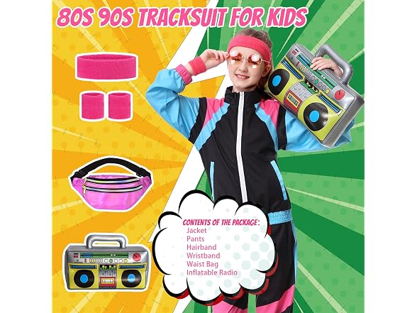 TIMSOPHIA Black 80S Tracksuit for Kids