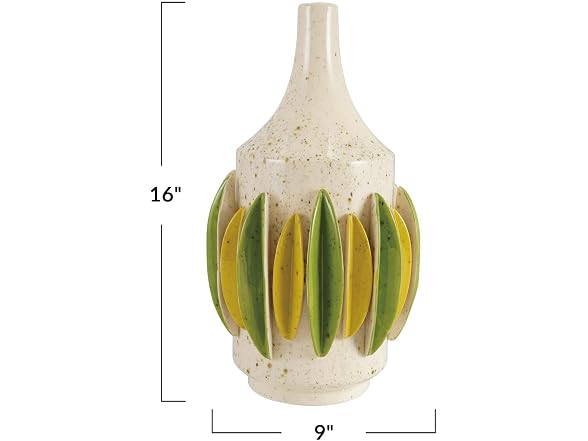 Creative Co-Op Handmade Speckled Stoneware Vase with 3D Pleats