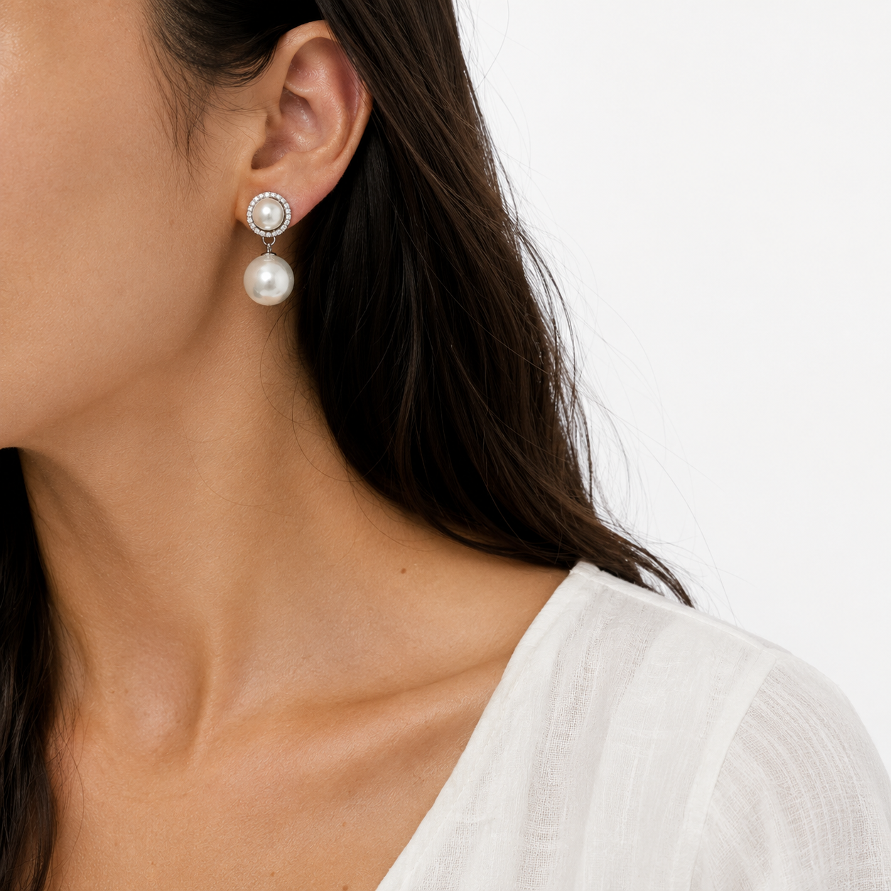 SS Double Mother of Pearl Drop Earrings - Gallery 8