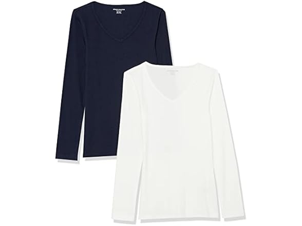 Amazon Essentials Women 2-Pack LS V-Neck