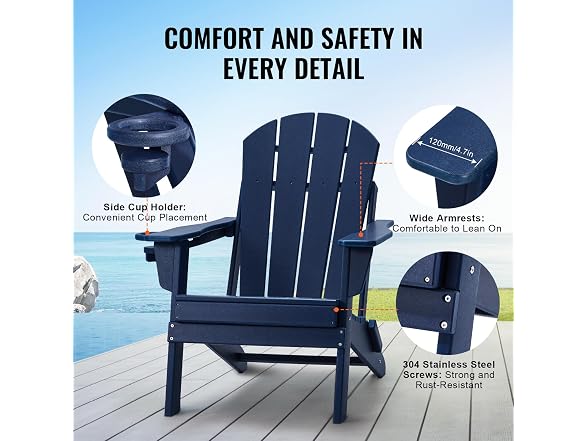 Adirondack Chair Plastic, Set of 2 All-Weather