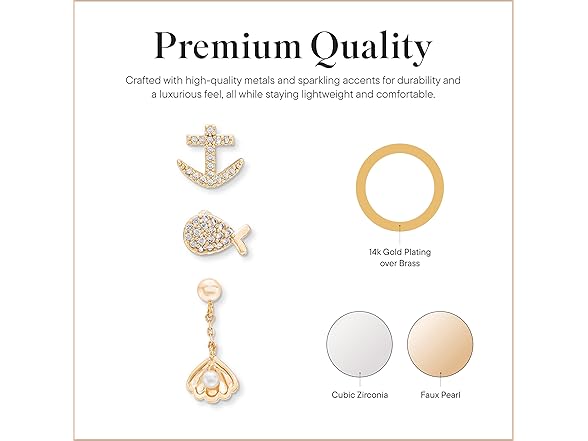 Rocksbox Ocean Stud Earring Set 14k Gold