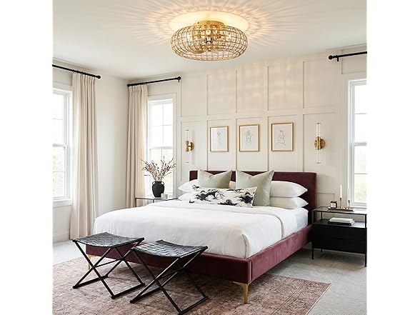 Parrot Uncle 19.7 Inch Gold Crystal Fandelier Ceiling Fan