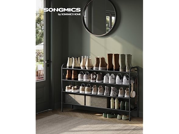 SONGMICS Shoe Rack 4-Tier Fabric Shoe Shelf Storage