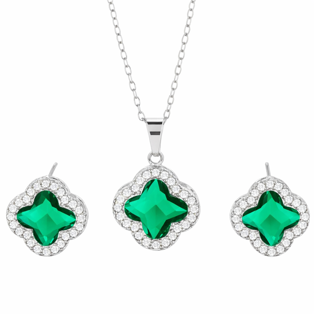 Womens Clover Pendant & Earrings Set - Gallery 13