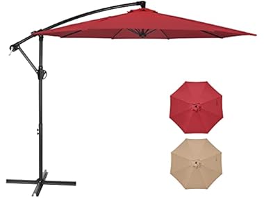 $57.99, Was $99.99, 42% Off! Simple Deluxe 9.8ft Offset Umbrella Cantilever Patio Hanging Umbrella dealfomo
