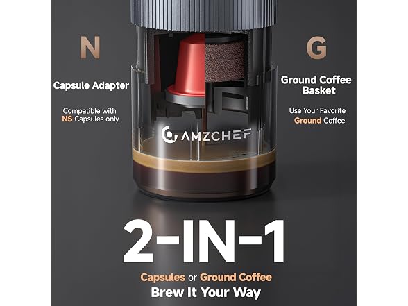 AMZCHEF Portable Coffee Maker, Silver