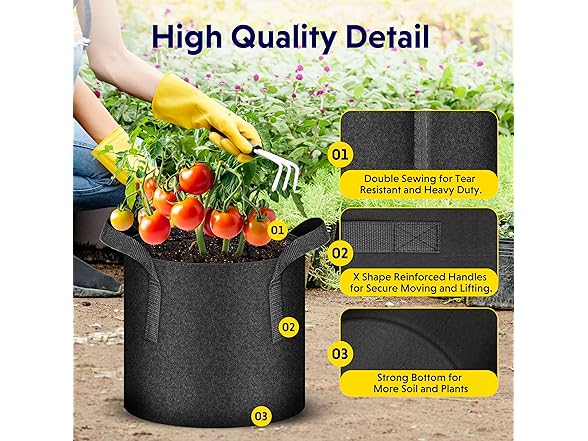 iPower 5Gal Grow Bags 5pk