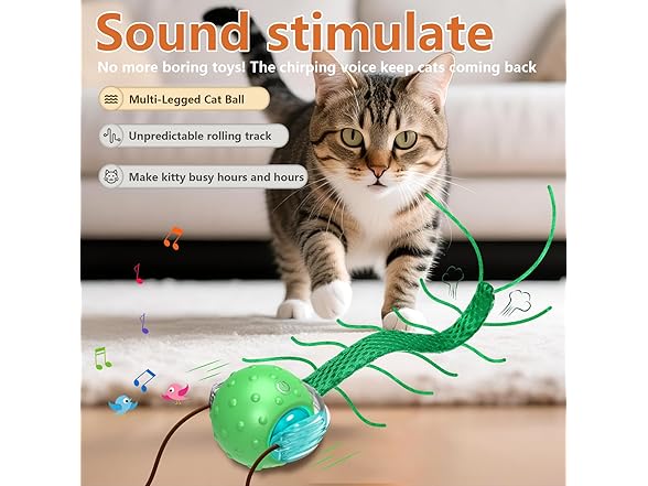 Interactive Cat Toy Ball w/ Motion & Sound
