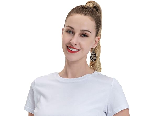 Runes Compass Leather Earrings